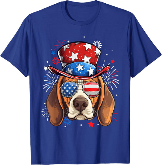 Beagle Patriotic USA Flag 4th Of July Dog Lover Women Kids Men T-Shirt - T-Shirt | Royal