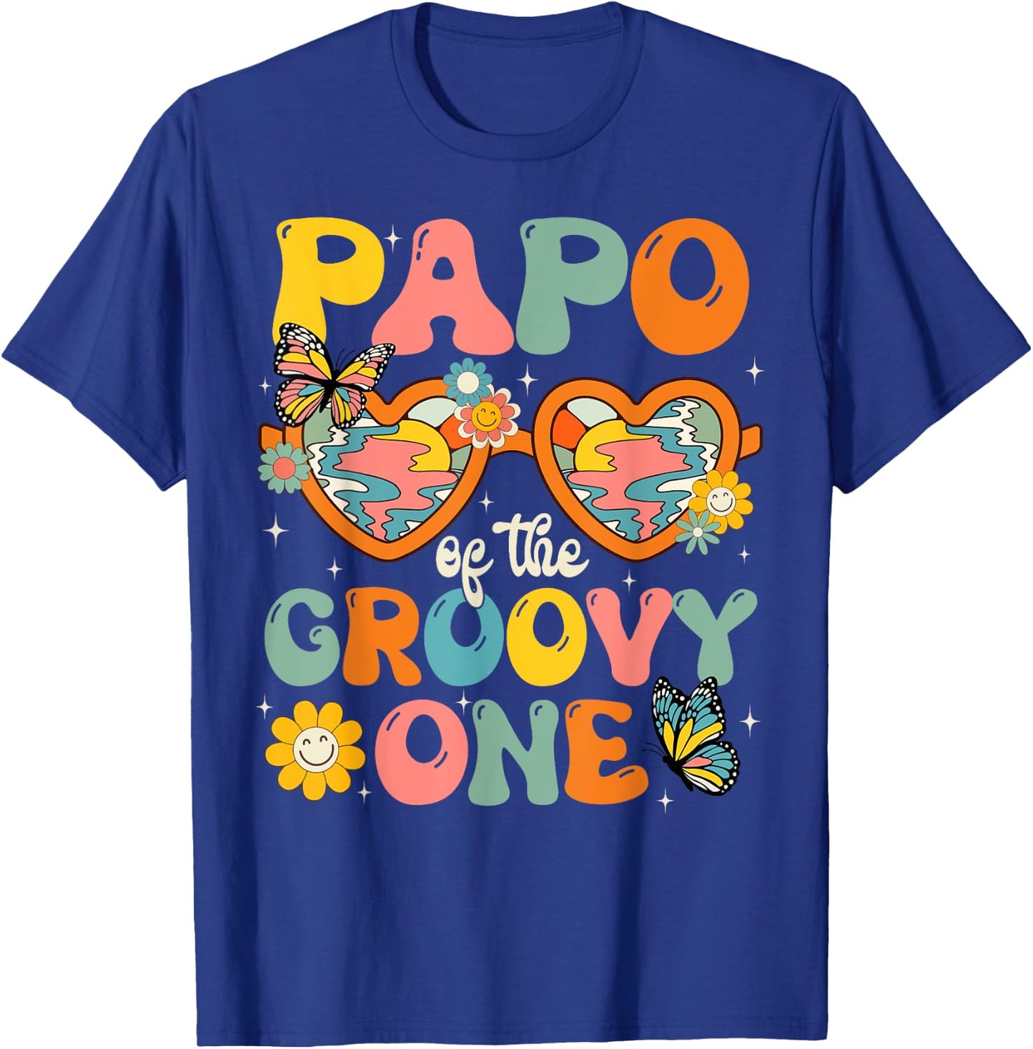 Papo of the Groovy One Glasses Birthday Party T-Shirt - T-Shirt | Royal