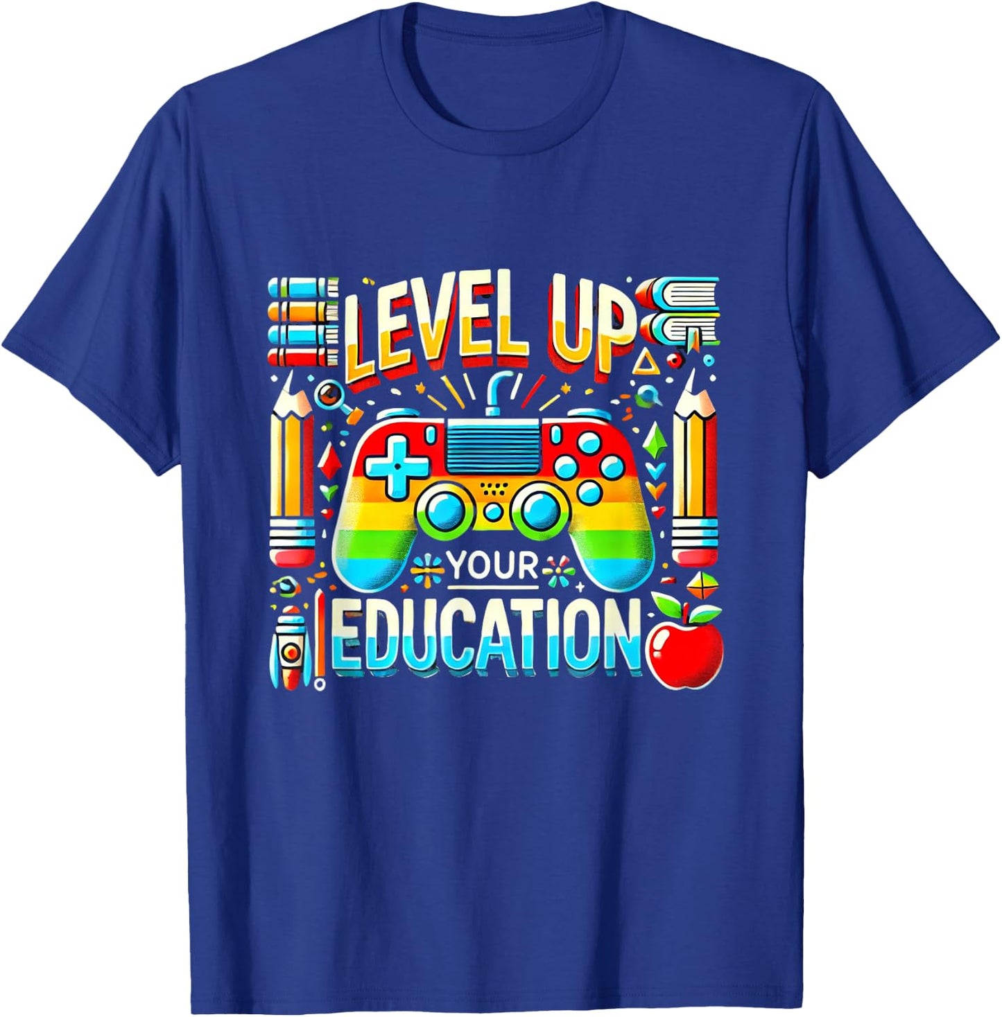 Level Up Your Education Gaming Inspired Teacher Gamers T-Shirt - T-Shirt | Royal