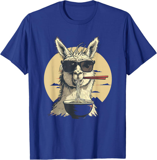 Llama Ramen Sunglasses Llama Ramen Bowl Ramen Noodles T-Shirt - T-Shirt | Royal