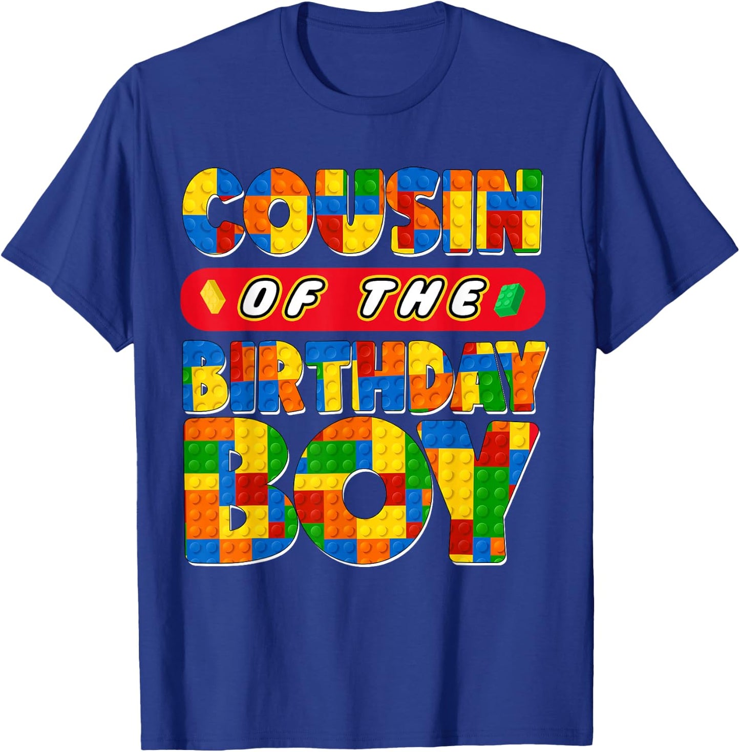 Cousin Birthday Boy Building Bricks Family Party Decor T-Shirt - T-Shirt | Royal