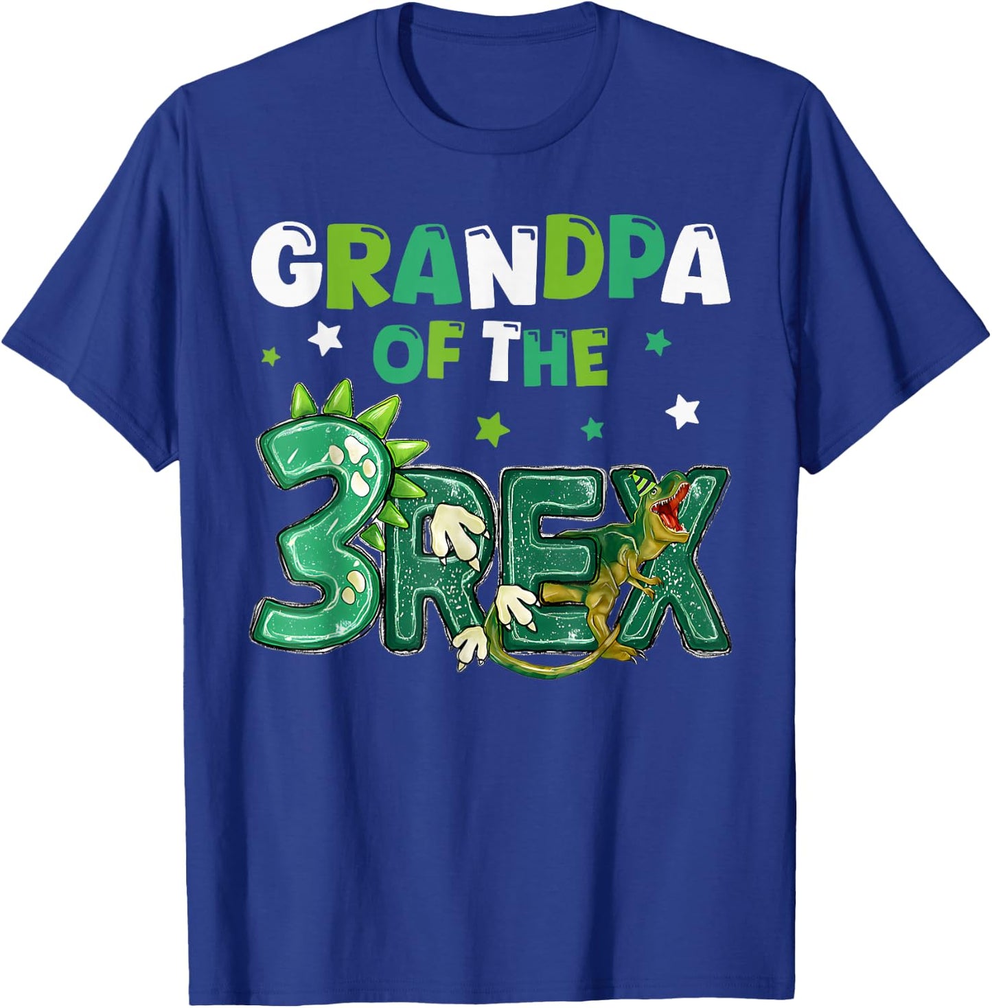 Grandpa of the Three Rex Birthday Dinosaur Family Matching T-Shirt - T-Shirt | Royal
