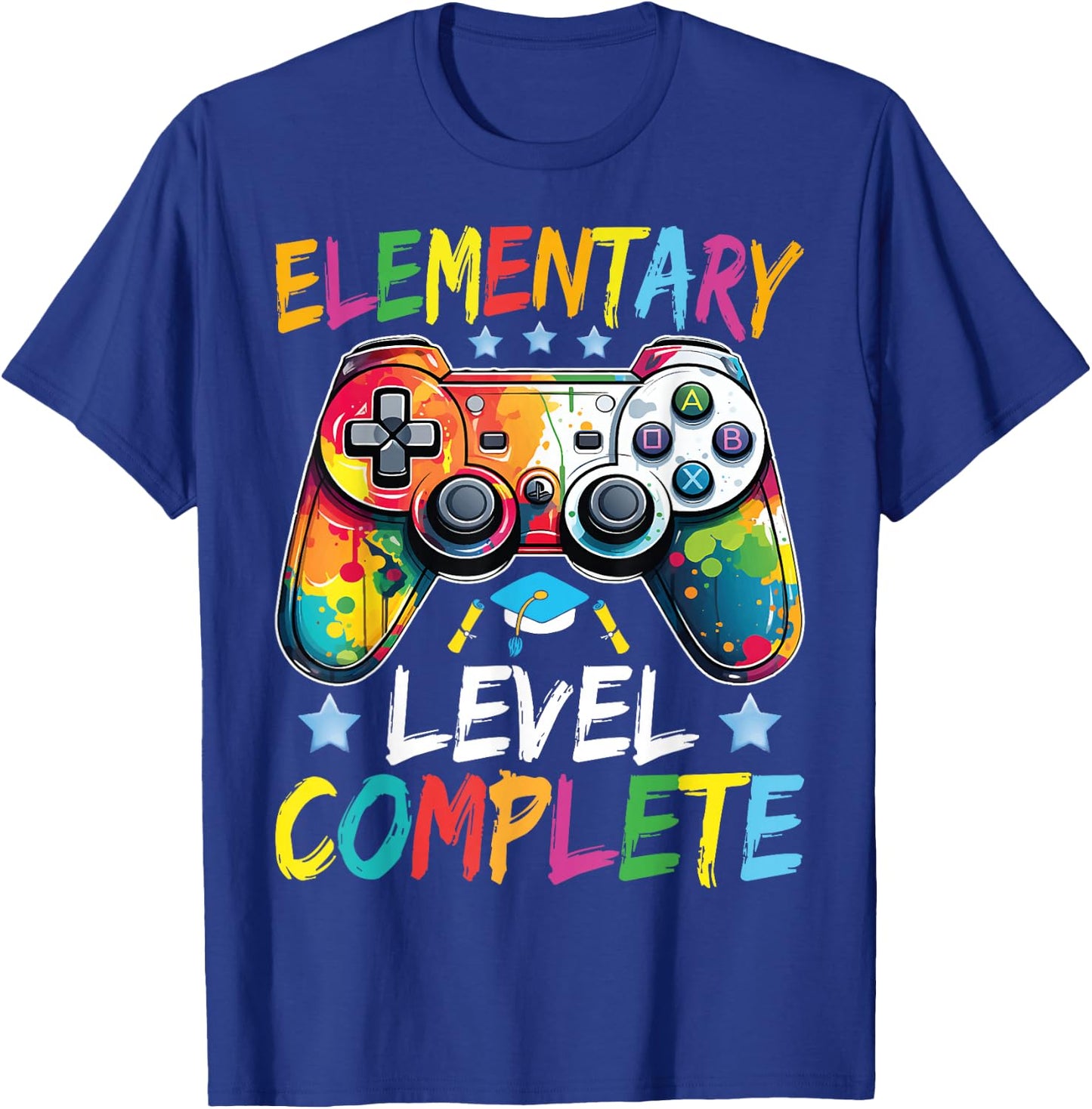Elementary Level Complete Class Of 2024 Gamer Graduation T-Shirt - T-Shirt | Royal