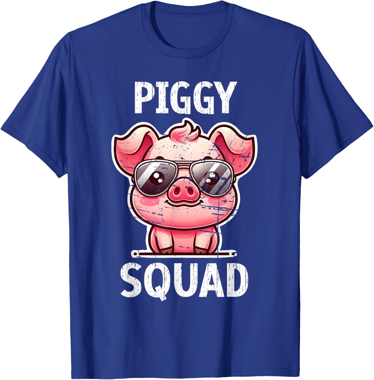Funny Pig Wearing Sunglasses Piggy Squad Farm Farmer T-Shirt - T-Shirt | Royal