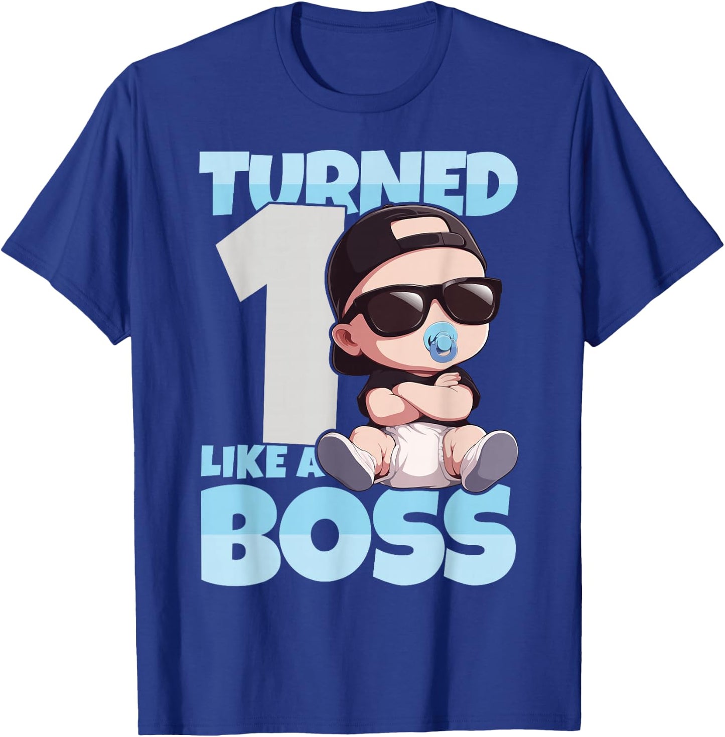 Baby 1st Birthday Boy Girl 1 Year Like a Boss Kids T-Shirt - T-Shirt | Royal