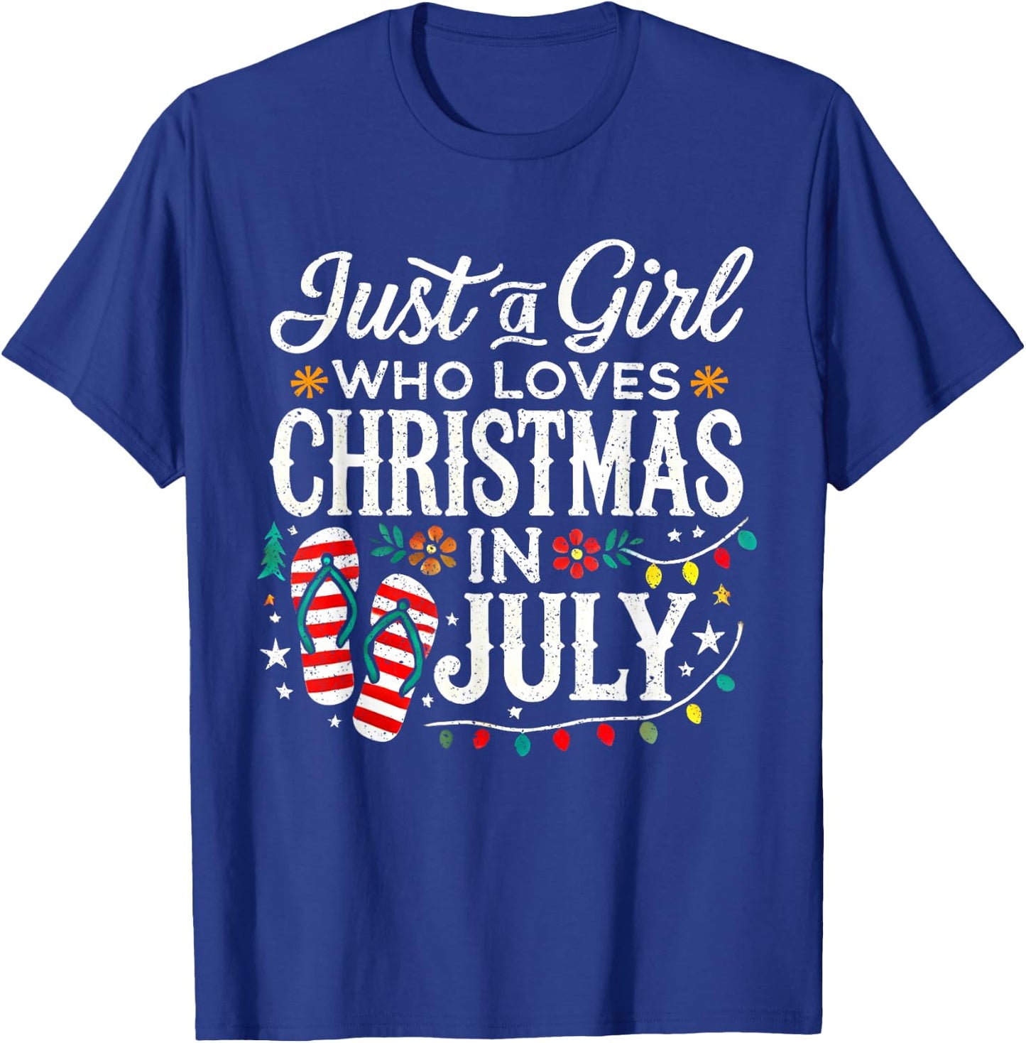 Christmas in July Shirt Girls Funny Summer Beach Vacation T-Shirt - T-Shirt | Royal
