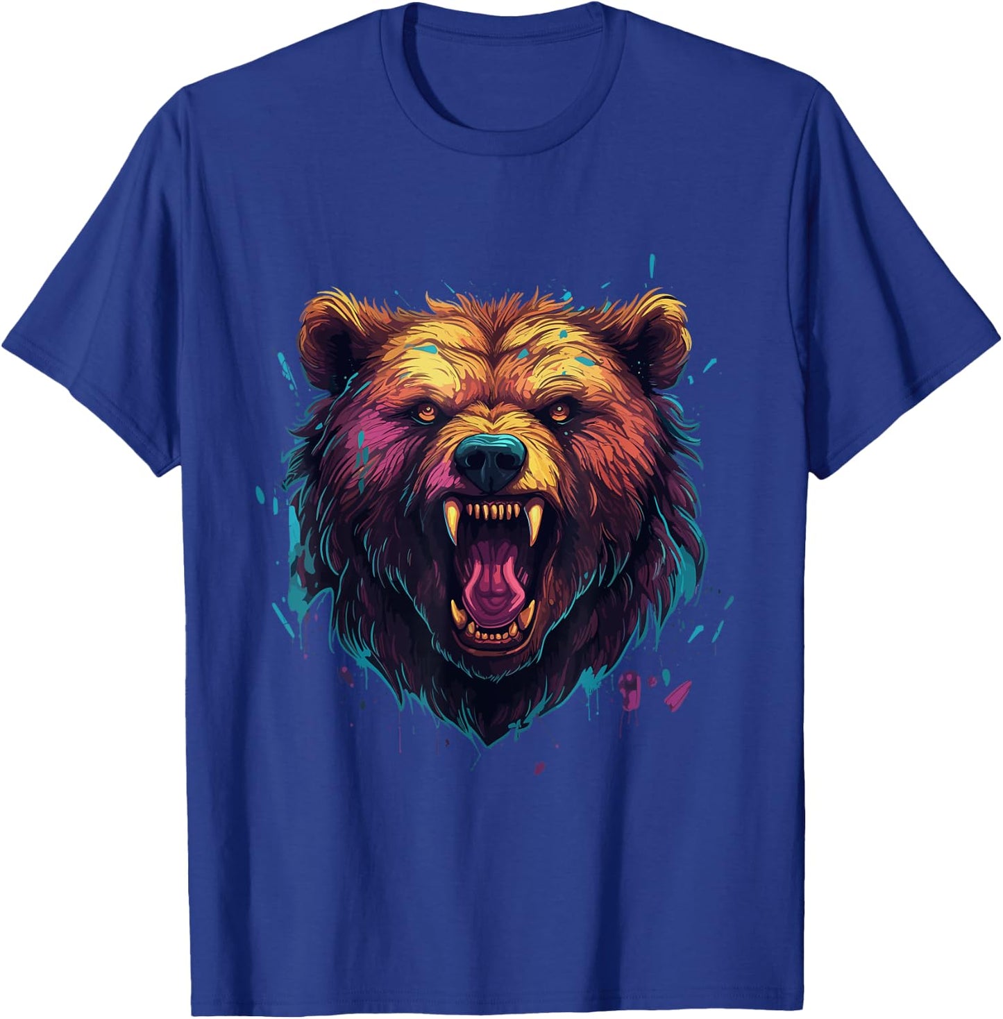 Angry Bear Grizzly Bear T-Shirt - T-Shirt | Royal