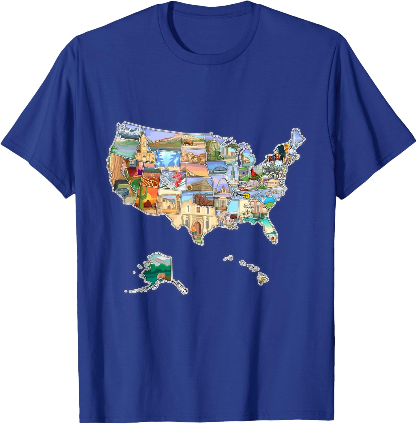 Illustrated pictorial map of United States, USA tourist map T-Shirt - T-Shirt | Royal