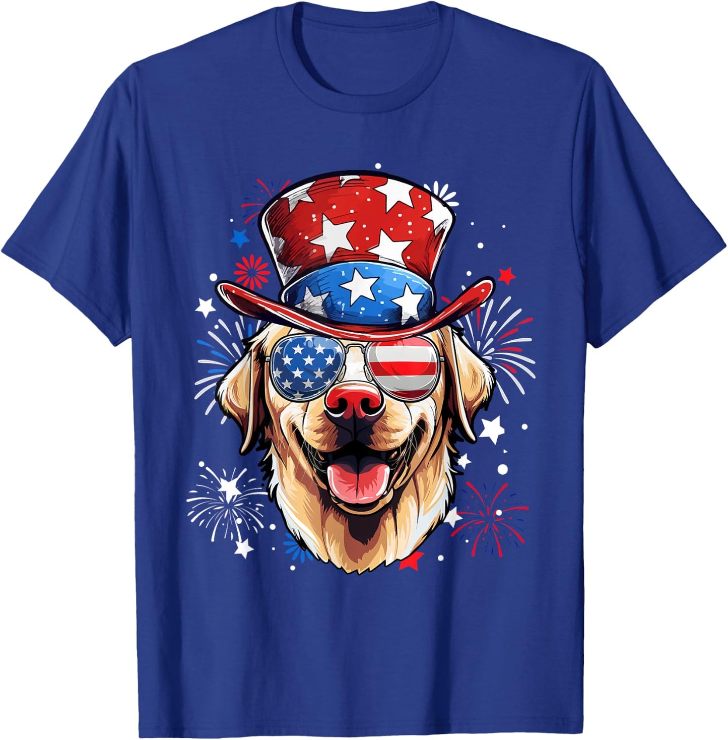Labrador Retriever Patriotic USA Flag 4th Of July Dog Lover T-Shirt - T-Shirt | Royal