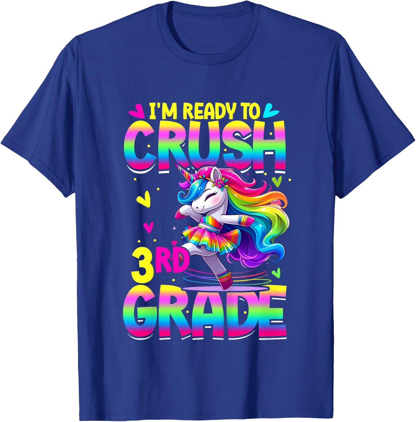 I'm Ready To Crush 3rd Grade Back To School Dancing Unicorn T-Shirt - T-Shirt | Royal