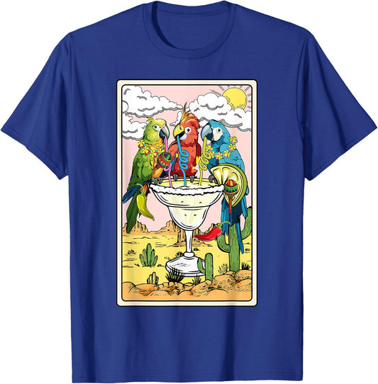 Parrots Drinking Margarita On Summer Funny parrot Lovers T-Shirt - T-Shirt | Royal