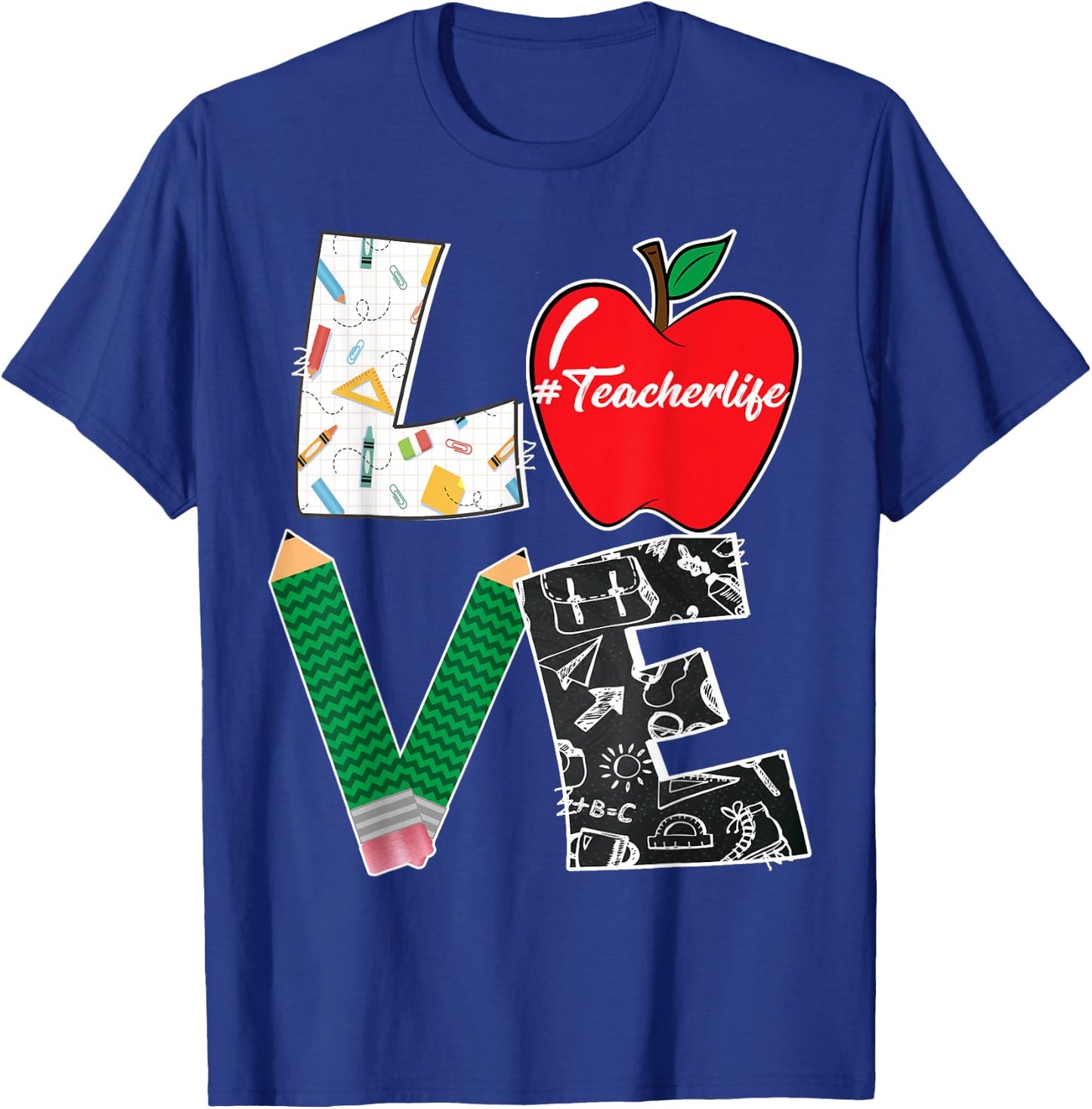 Cute Love Teaching Back to School I love Teacher Life Women Girls Kids T-Shirt - T-Shirt | Royal