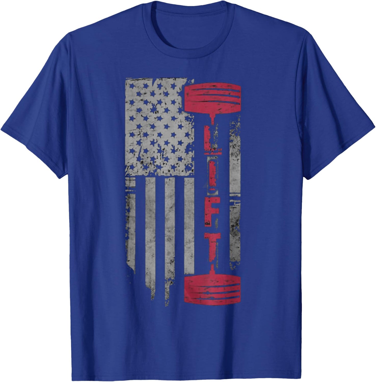 Patriotic Shirt Weight Lifting USA Flag Fitness Train Gift Women Kids Men T-Shirt - T-Shirt | Royal