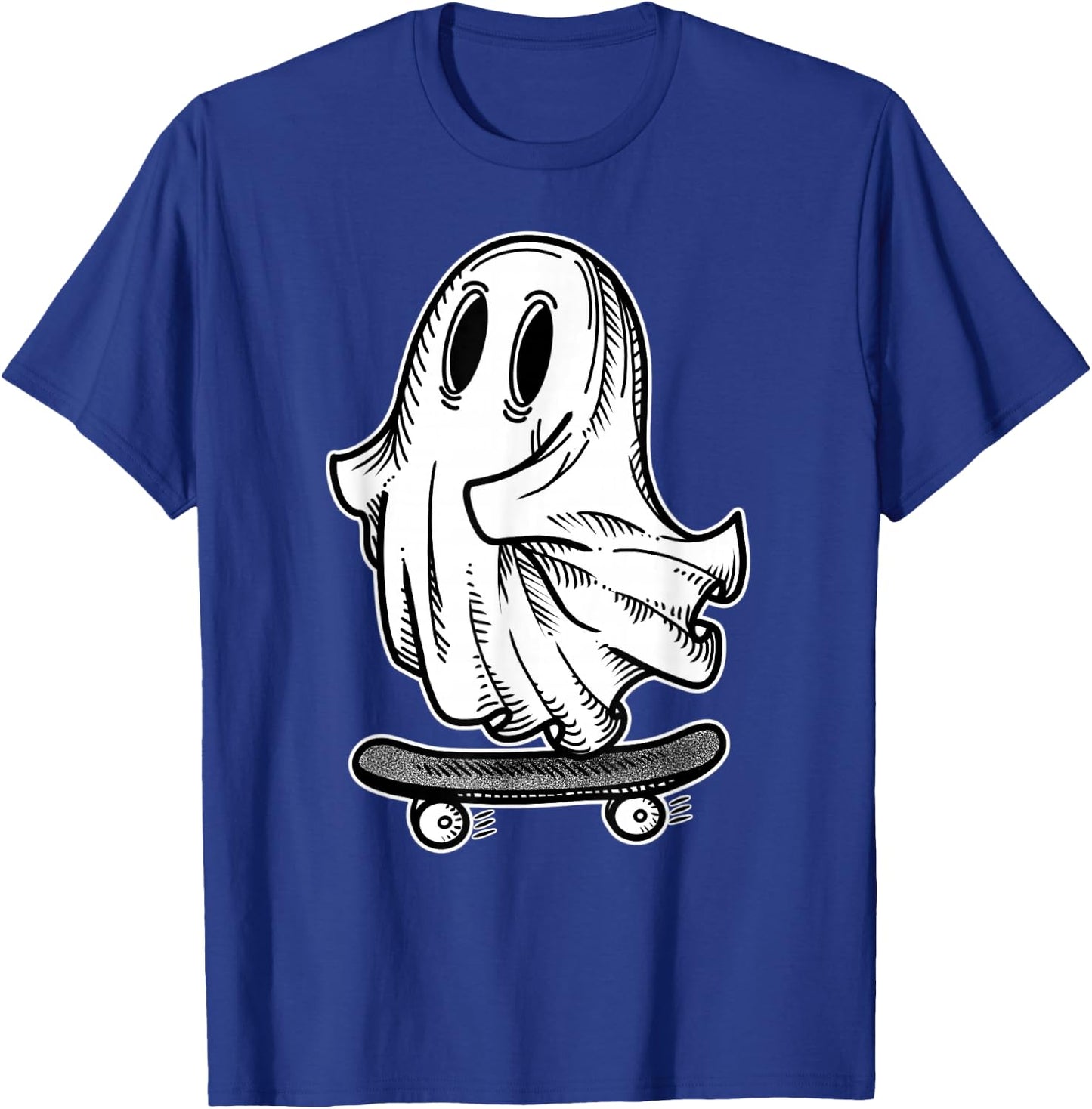 Ghost Skateboarder Blackwork T-Shirt - T-Shirt | Royal