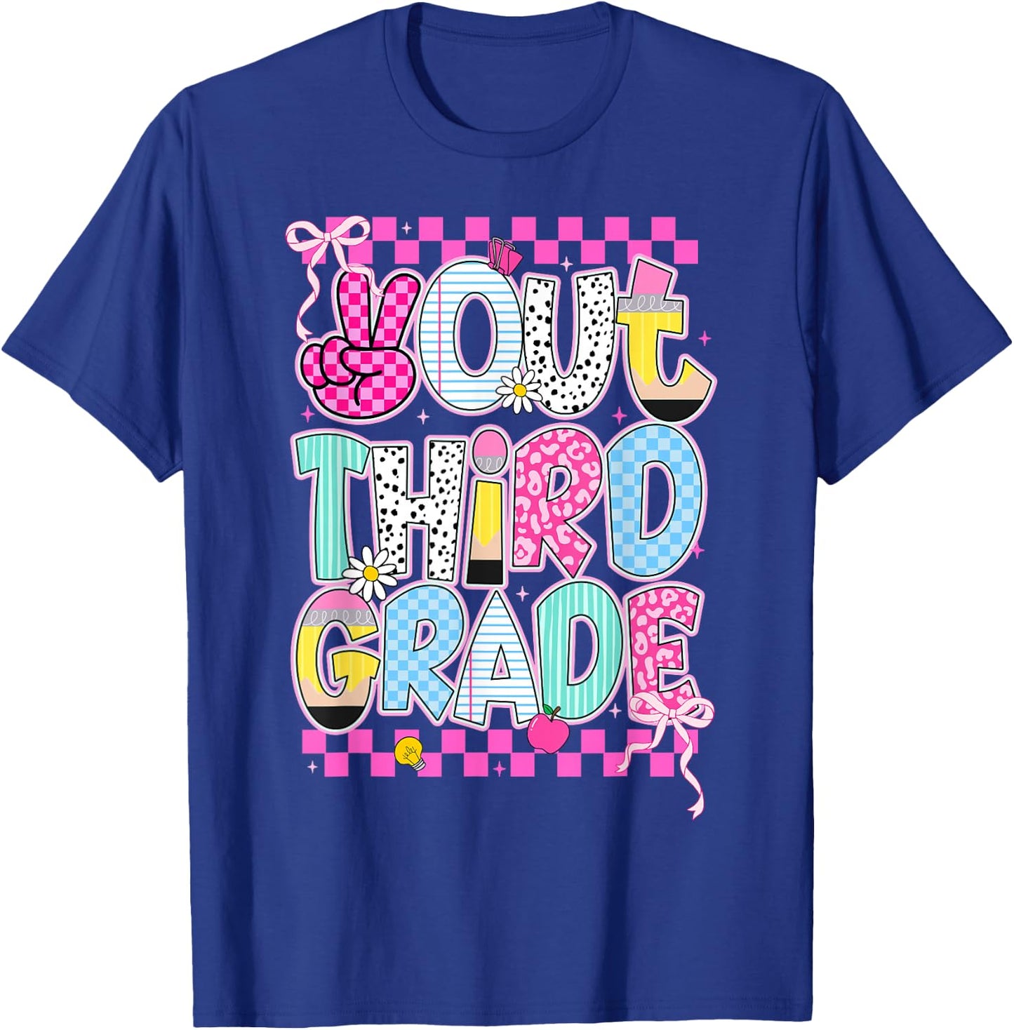 Peace Out 3rd Grade Graduation Last Day School Girls Kids T-Shirt - T-Shirt | Royal