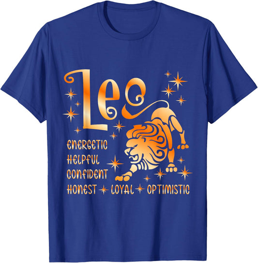 Leo Astrology Zodiac Sign Energetic, Confident, Loyal T-Shirt - T-Shirt | Royal
