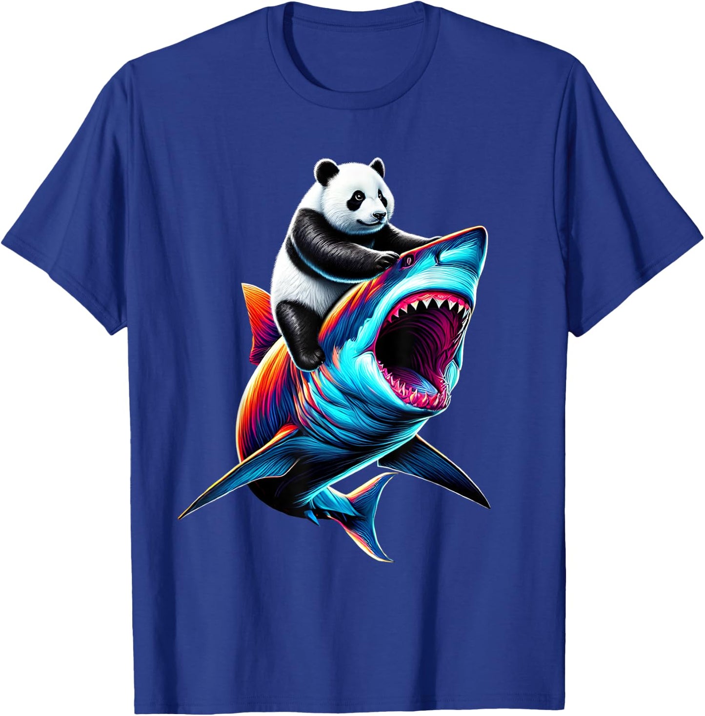 Funny Panda Riding Shark Panda Lover T-Shirt - T-Shirt | Royal