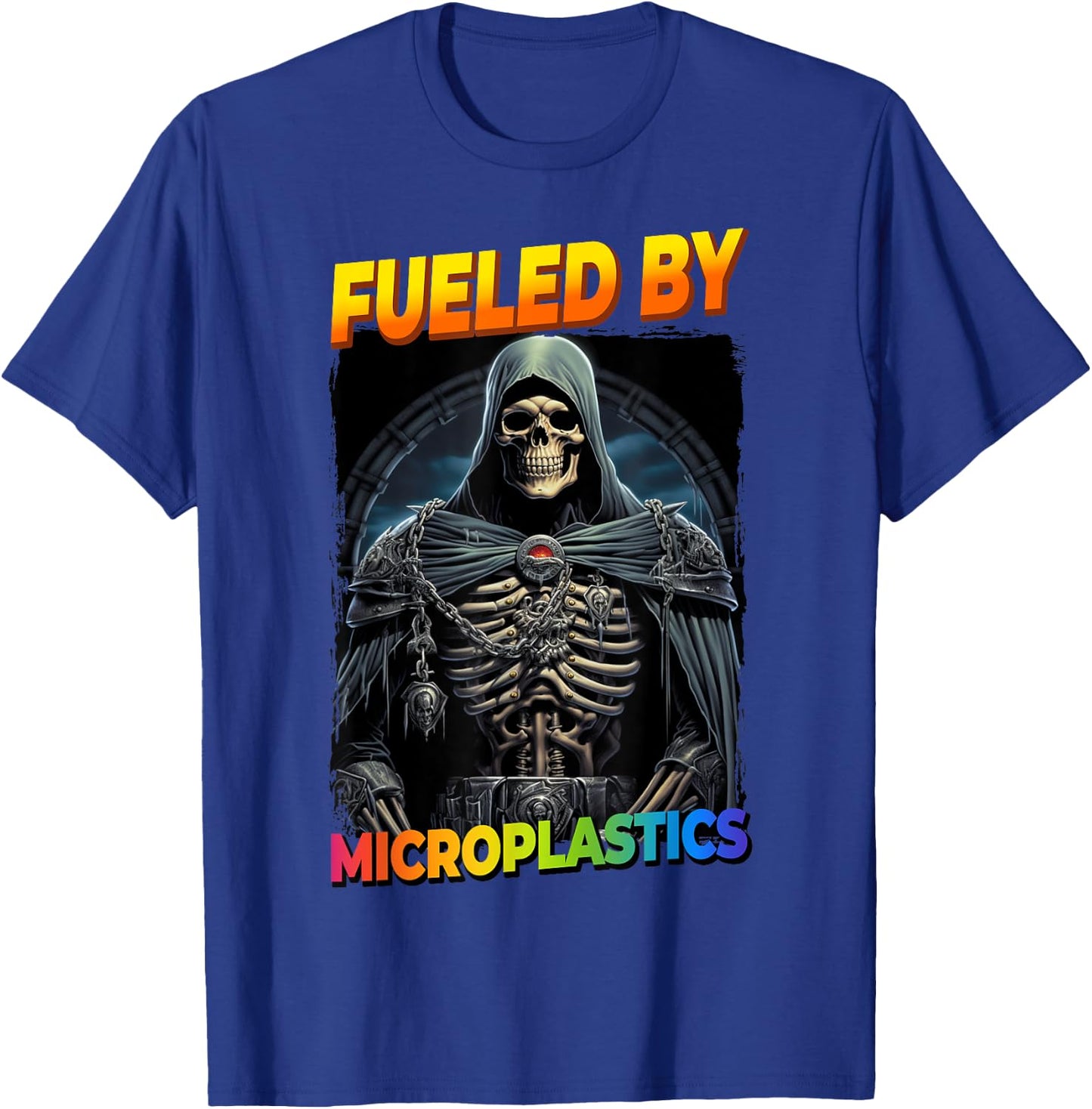 Fueled By Microplastics Cringe Skeleton T-Shirt - T-Shirt | Royal