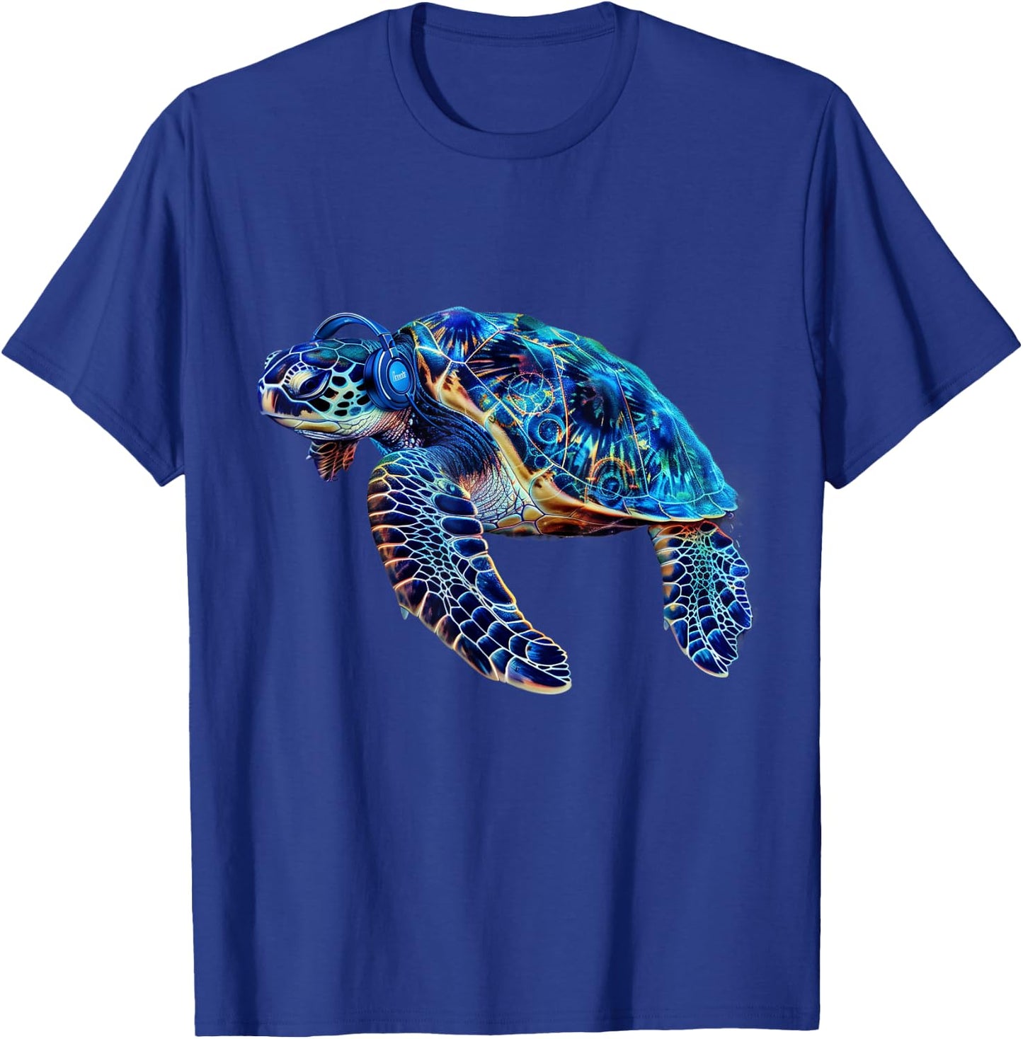 Cool Sea Turtle Animal Lover Beach Hawaiian Headphone Ocean T-Shirt - T-Shirt | Royal