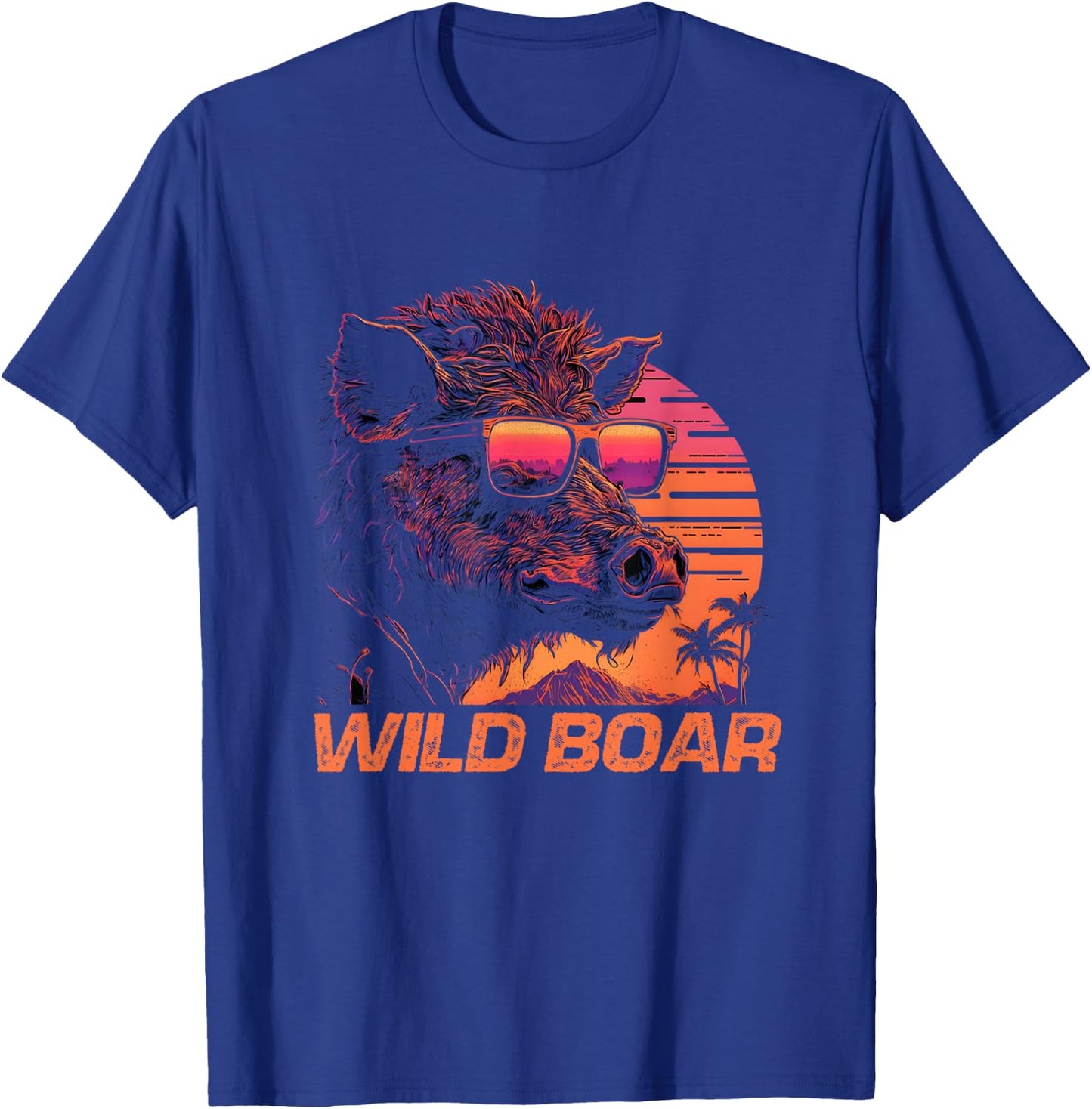 Cool Retro Sunset Sunglasses Wild Boar T-Shirt - T-Shirt | Royal