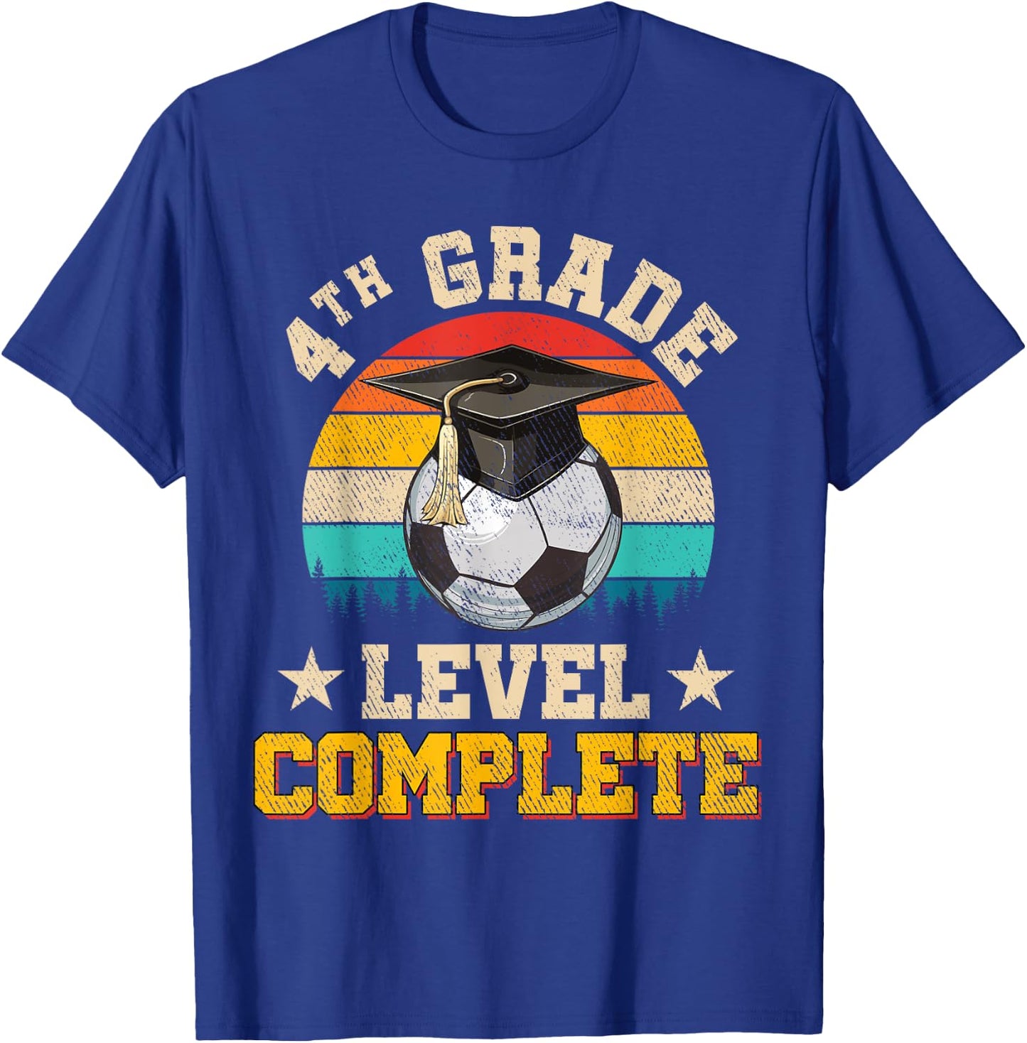 4th Grade Level Complete Soccer Boy Girl Last Day Of School T-Shirt - T-Shirt | Royal