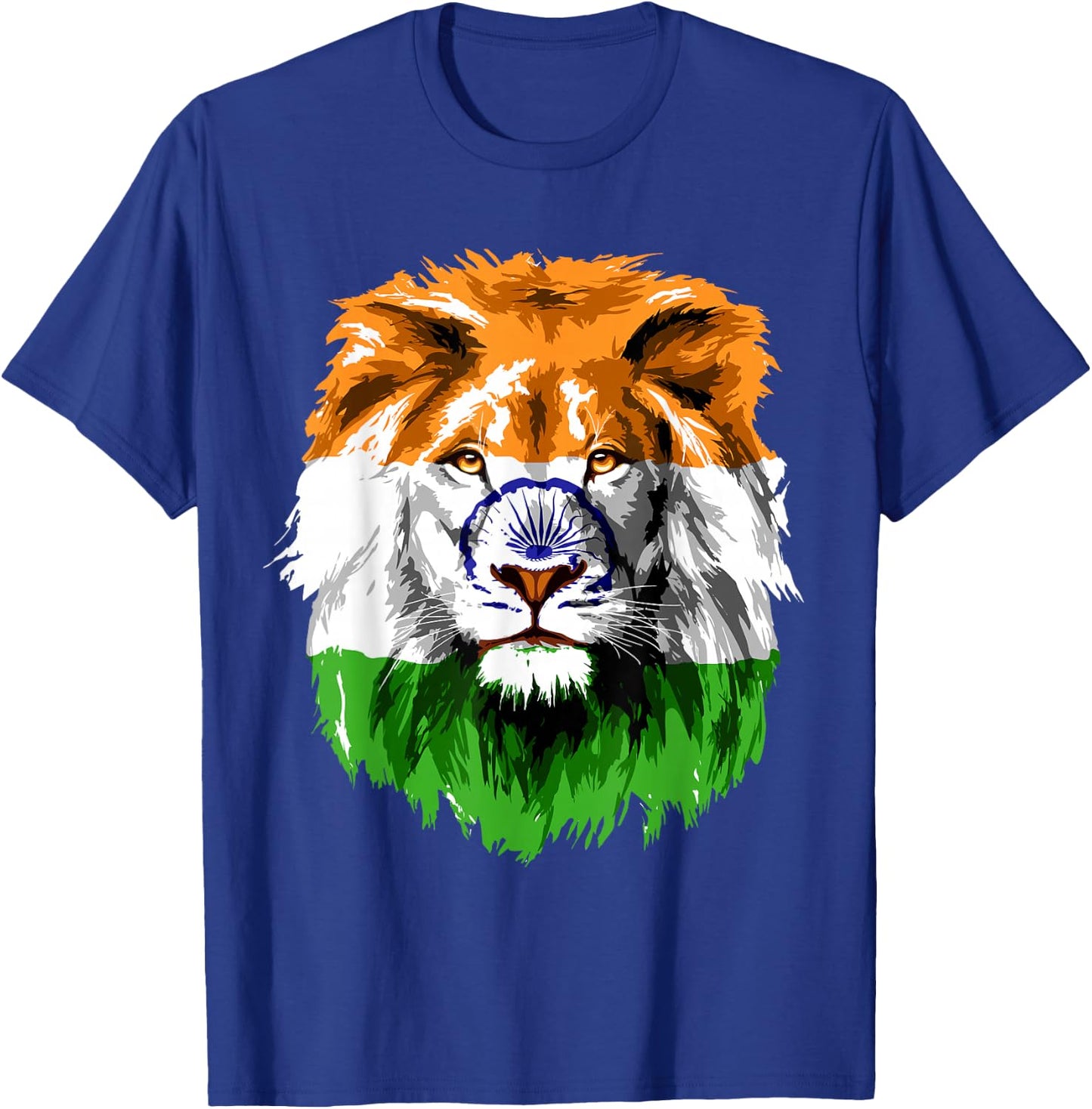 Vintage India Flag Lion Face Indian Flag Pride T-Shirt - T-Shirt | Royal
