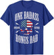 One Badass Bonus Dad US Flag Skull Stepdad Step Dad Patriot T-Shirt - T-Shirt | Royal