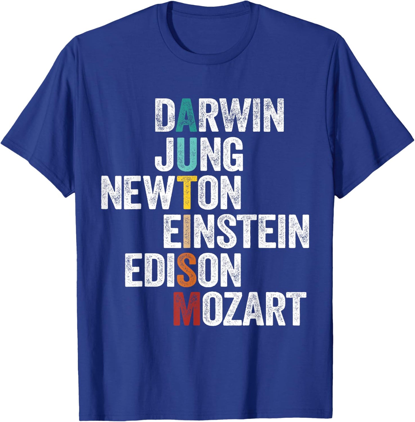 Autism Awareness Darwin Jung Newton Einstein Edison Mozart T-Shirt - T-Shirt | Royal