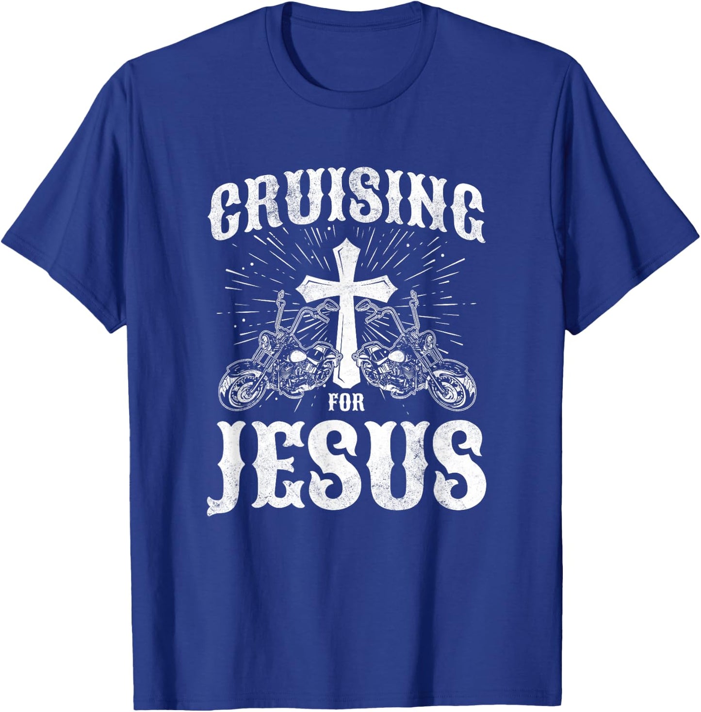Christian Motorcycle Biker Cruising For Jesus Faith T-Shirt - T-Shirt | Royal