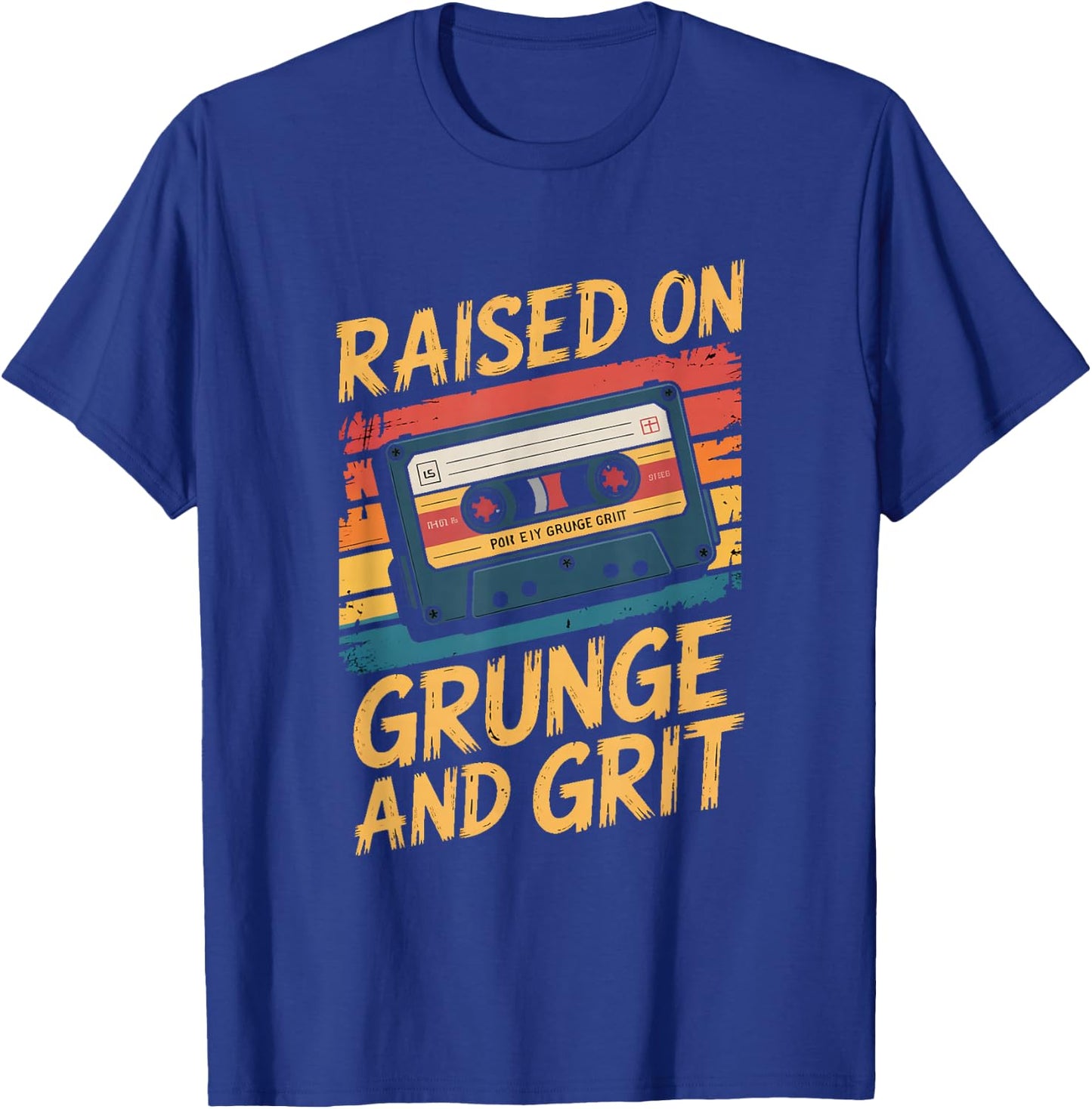 Grunge 90s Cassette Raised On Grunge and Grit T-Shirt - T-Shirt | Royal