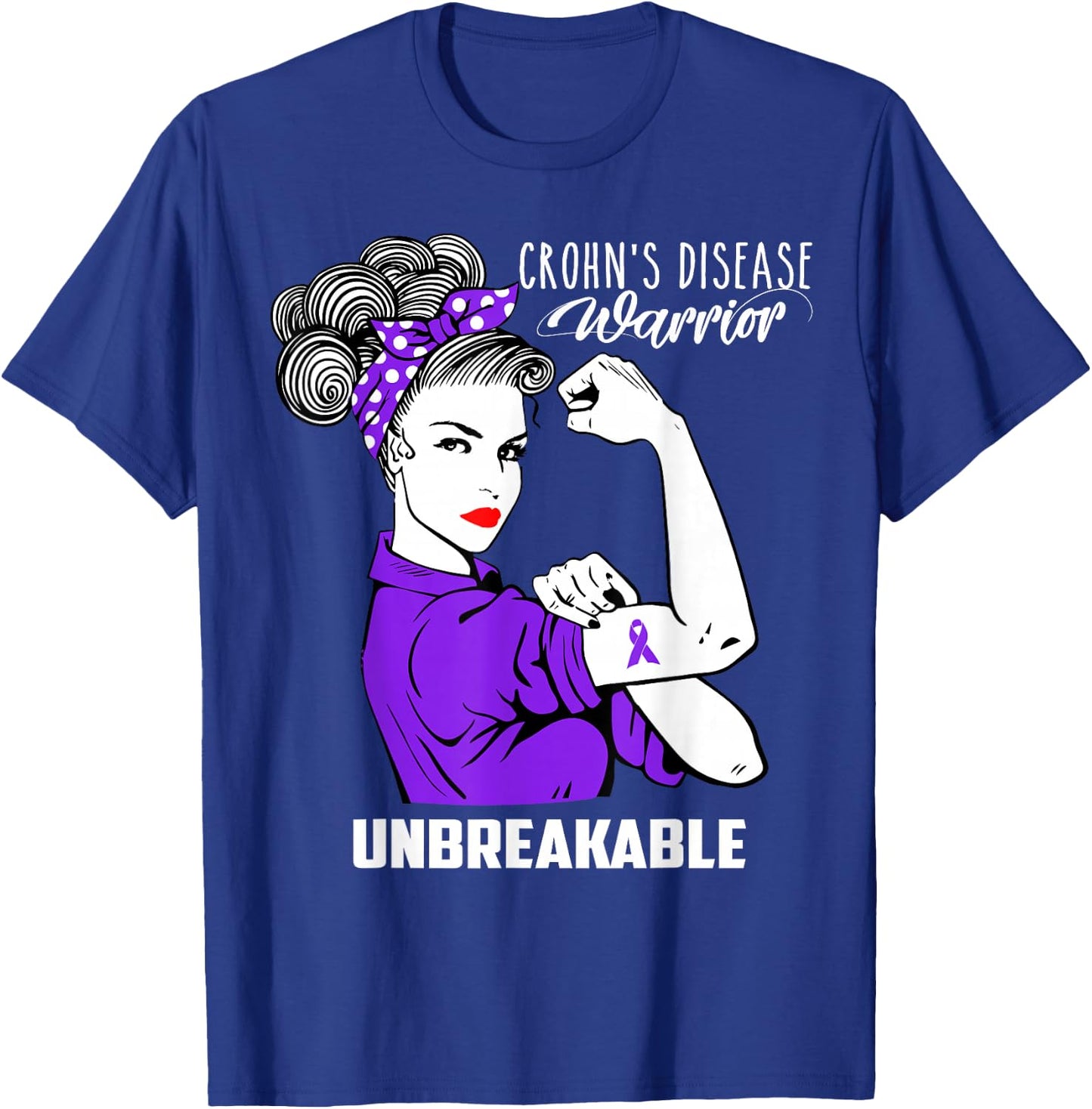 Crohns Disease Warrior Unbreakable Shirt Awareness Gift T-Shirt - T-Shirt | Royal
