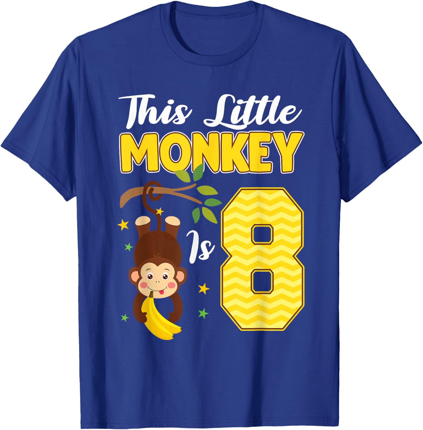 This Little Monkey Is 8 Year Old Birthday 8th Party T-Shirt - T-Shirt | Royal