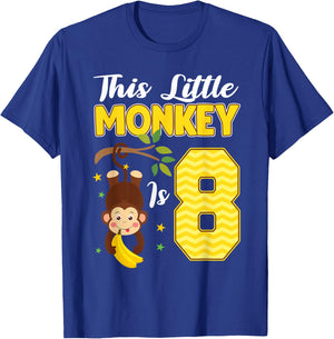 This Little Monkey Is 8 Year Old Birthday 8th Party T-Shirt - T-Shirt | Royal