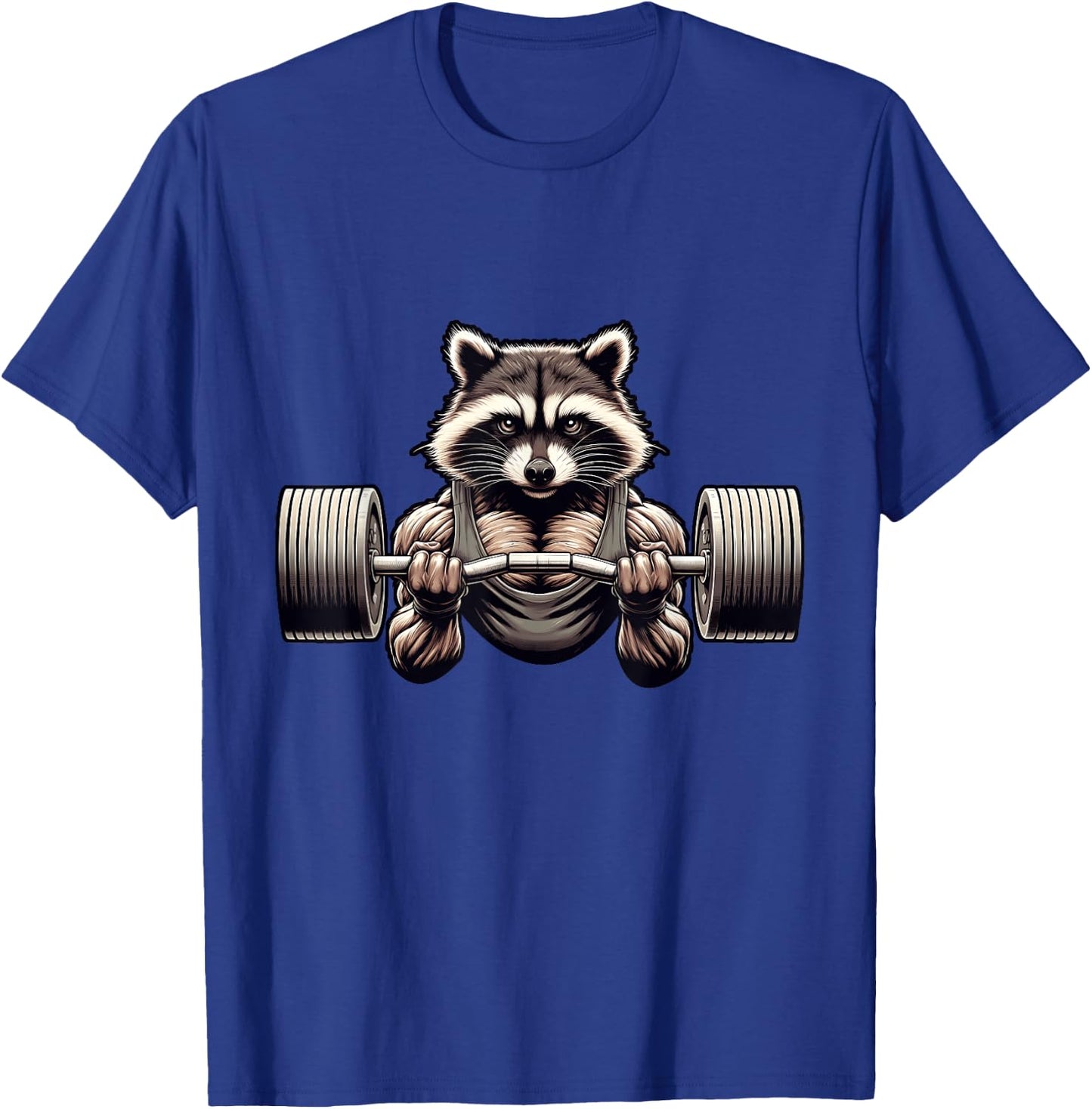 Weightlifting Ripped Raccoon Gym Workout Muscled Raccoon T-Shirt - T-Shirt | Royal