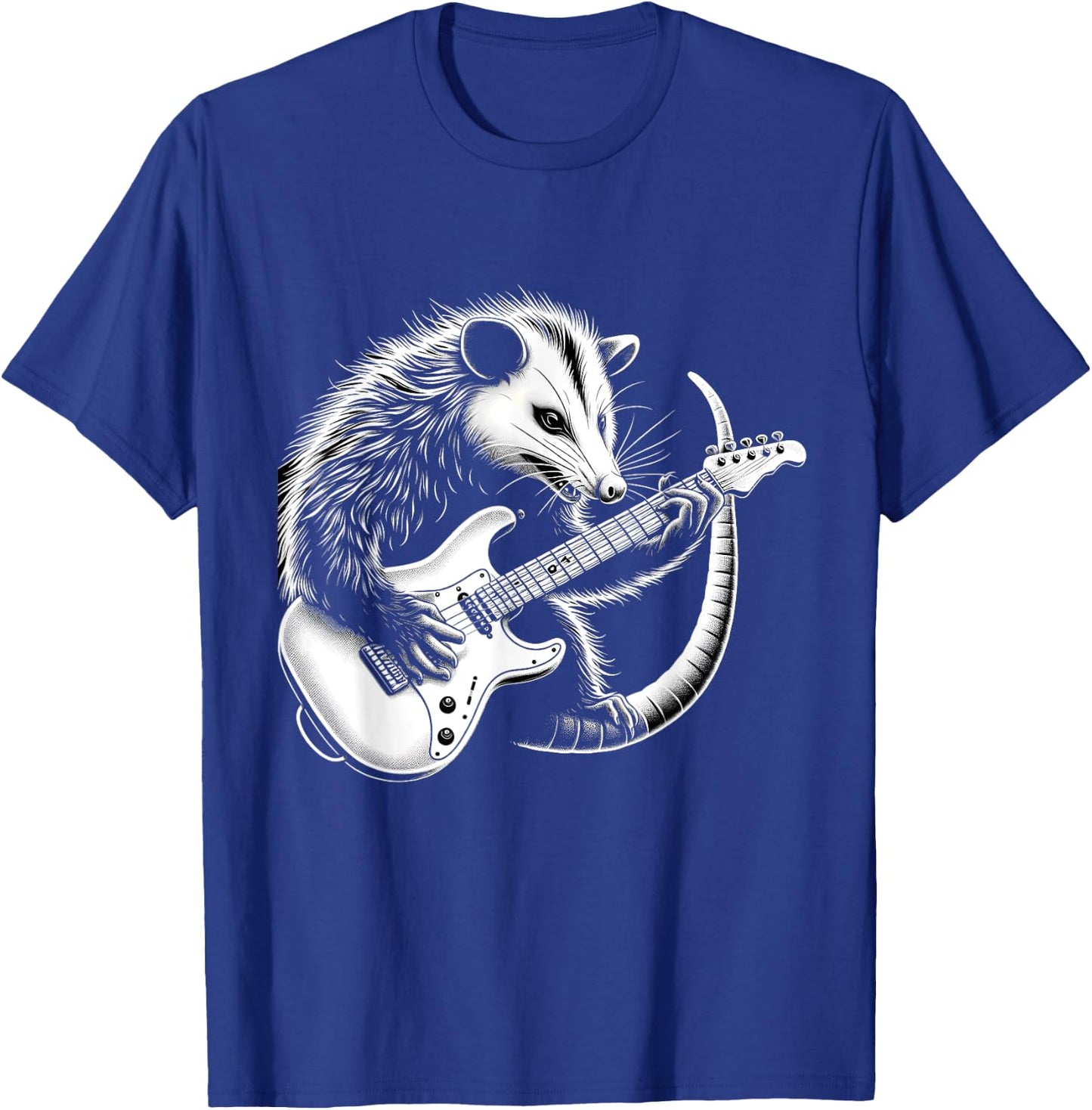Opossum Playing Guitar Silhouette T-Shirt - T-Shirt | Royal