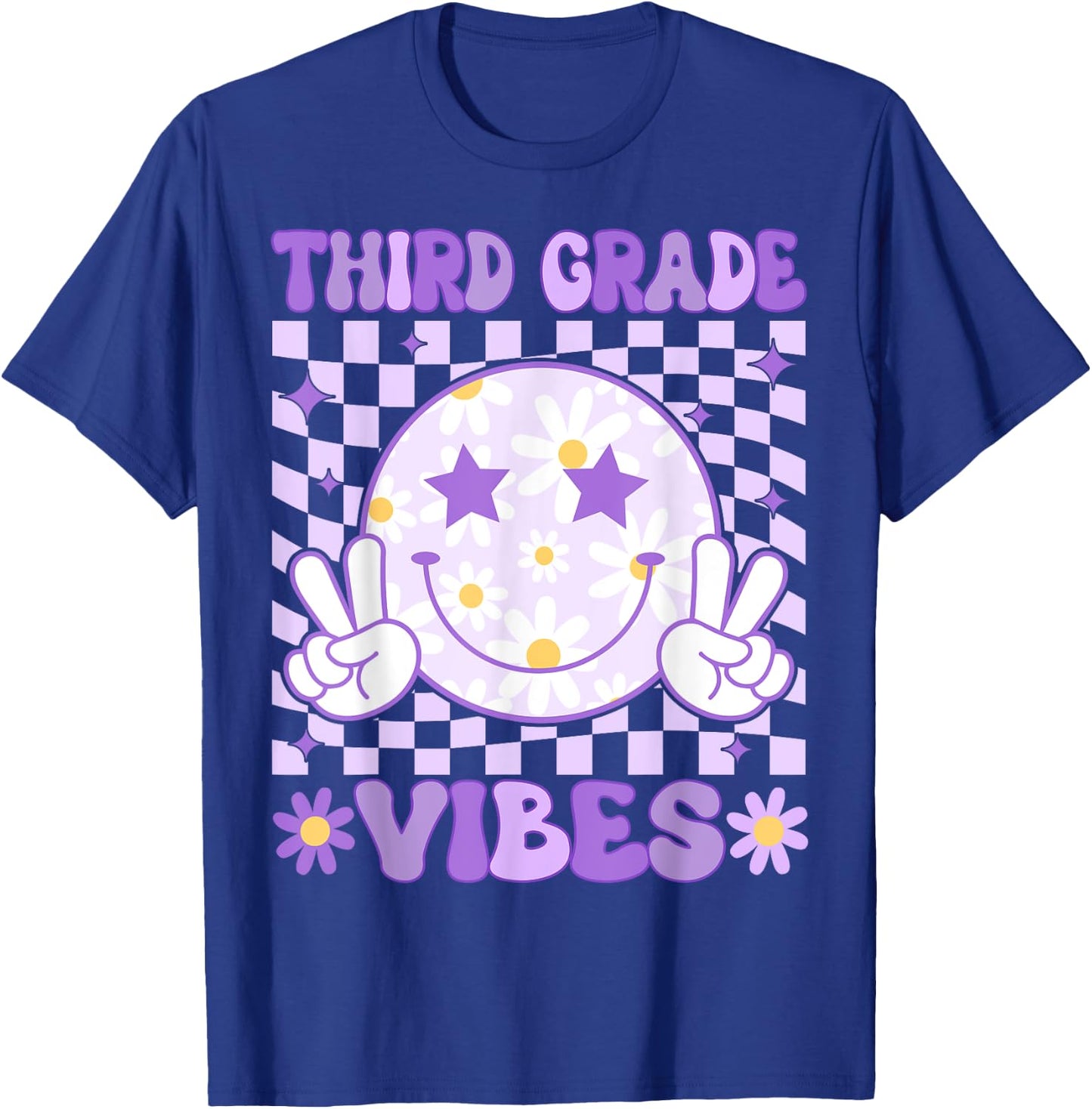 Groovy Third Grade Vibes Back to School 3rd Grade Teacher T-Shirt - T-Shirt | Royal