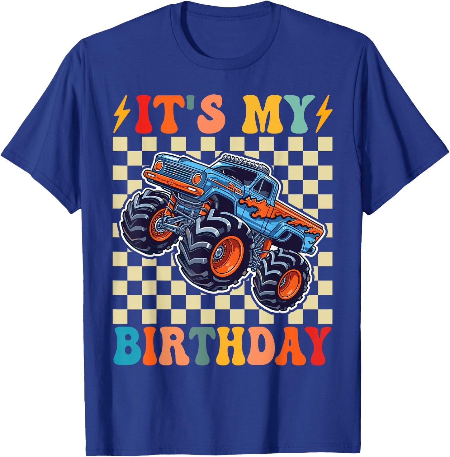 It's My Birthday Boys Monster Truck Bday Party Kids Boy T-Shirt - T-Shirt | Royal