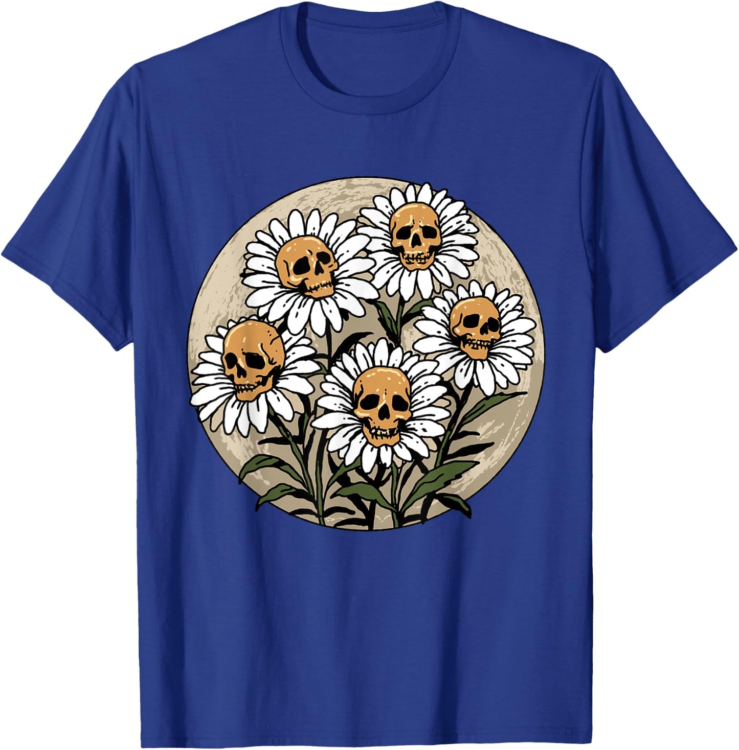 Skull Shirt Spooky Daisy Flower Creepy Skull Daisies T-Shirt - T-Shirt | Royal