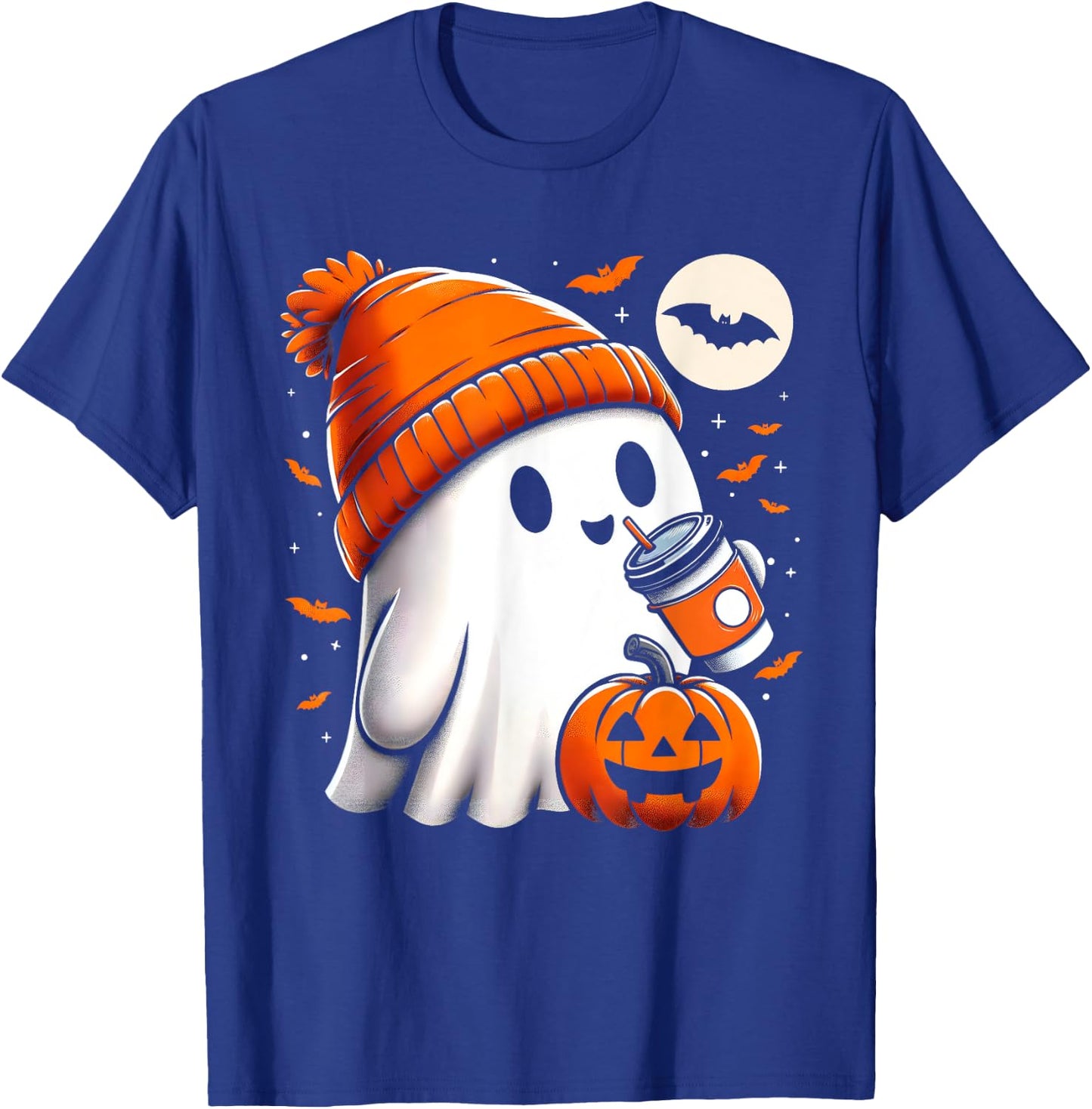 Halloween Shirts Ghost Drinking Coffee Halloween T-Shirt - T-Shirt | Royal