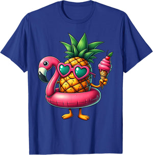Funny Pineapple Swimming Float Ice Cream Sunglasses Beach Women Girls Kids T-Shirt - T-Shirt | Royal