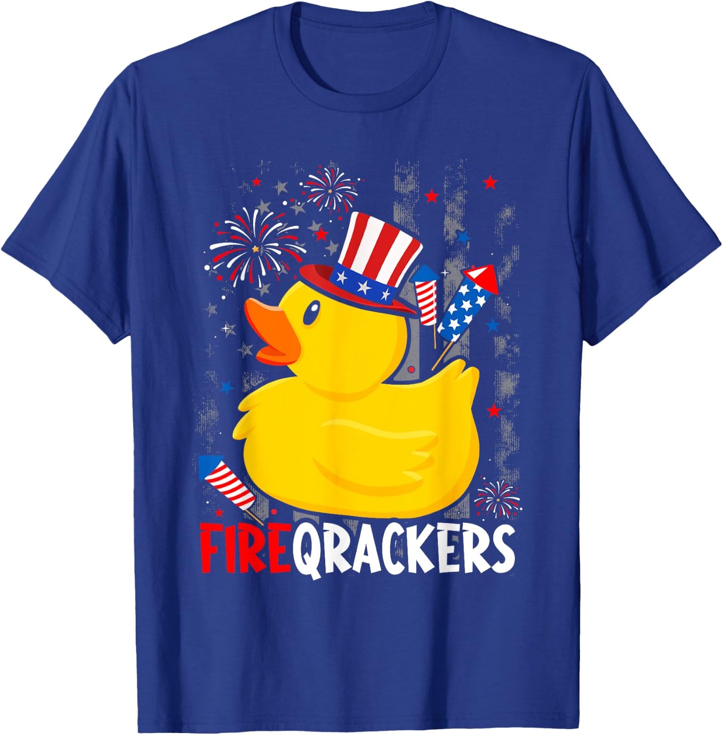 Firecracker Duck 4th of July Patriotic Day USA Flag Funny T-Shirt - T-Shirt | Royal