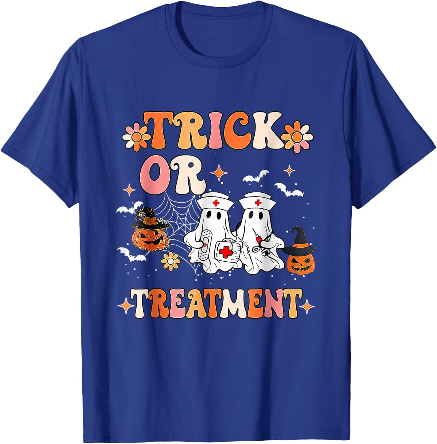 Trick Or Treatment Halloween Radiation Oncology Rad Therapy T-Shirt - T-Shirt | Royal
