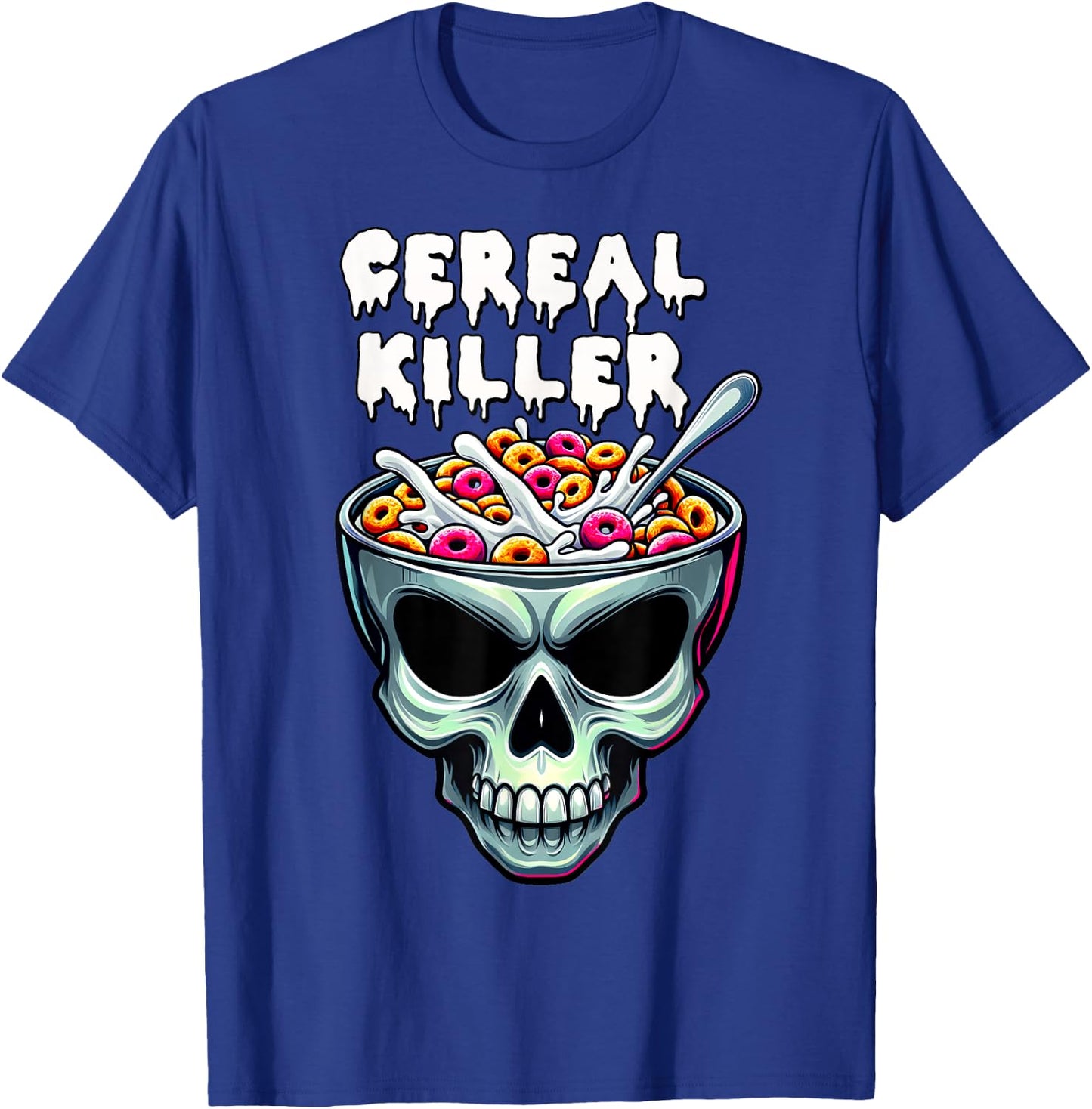 Cereal Killer Breakfast Funny Skeleton Bowl Horror Halloween T-Shirt - T-Shirt | Royal