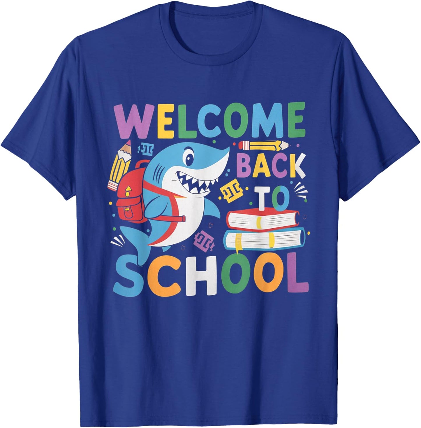Welcome Back to School 2024-2025 Shark Funny Teacher T-Shirt - T-Shirt | Royal