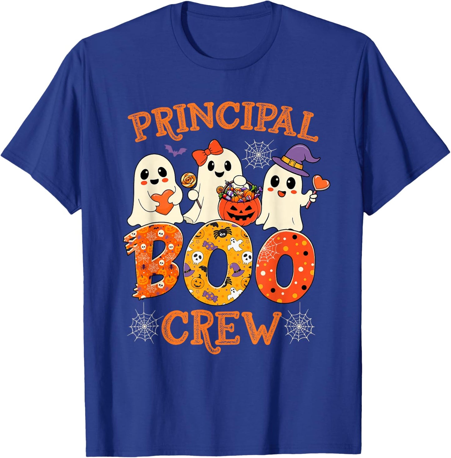 Principal Teacher Boo Crew Funny Halloween Spooky Costume T-Shirt - T-Shirt | Royal