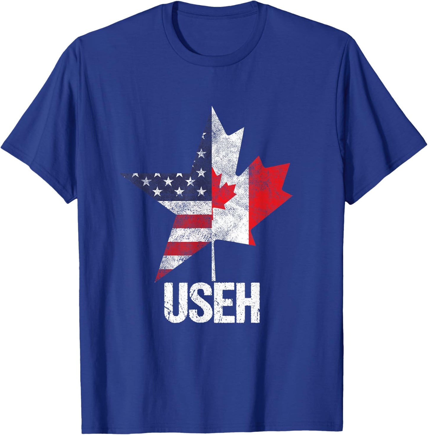 Half Canadian American USEH Canada USA Flag United States T-Shirt - T-Shirt | Royal