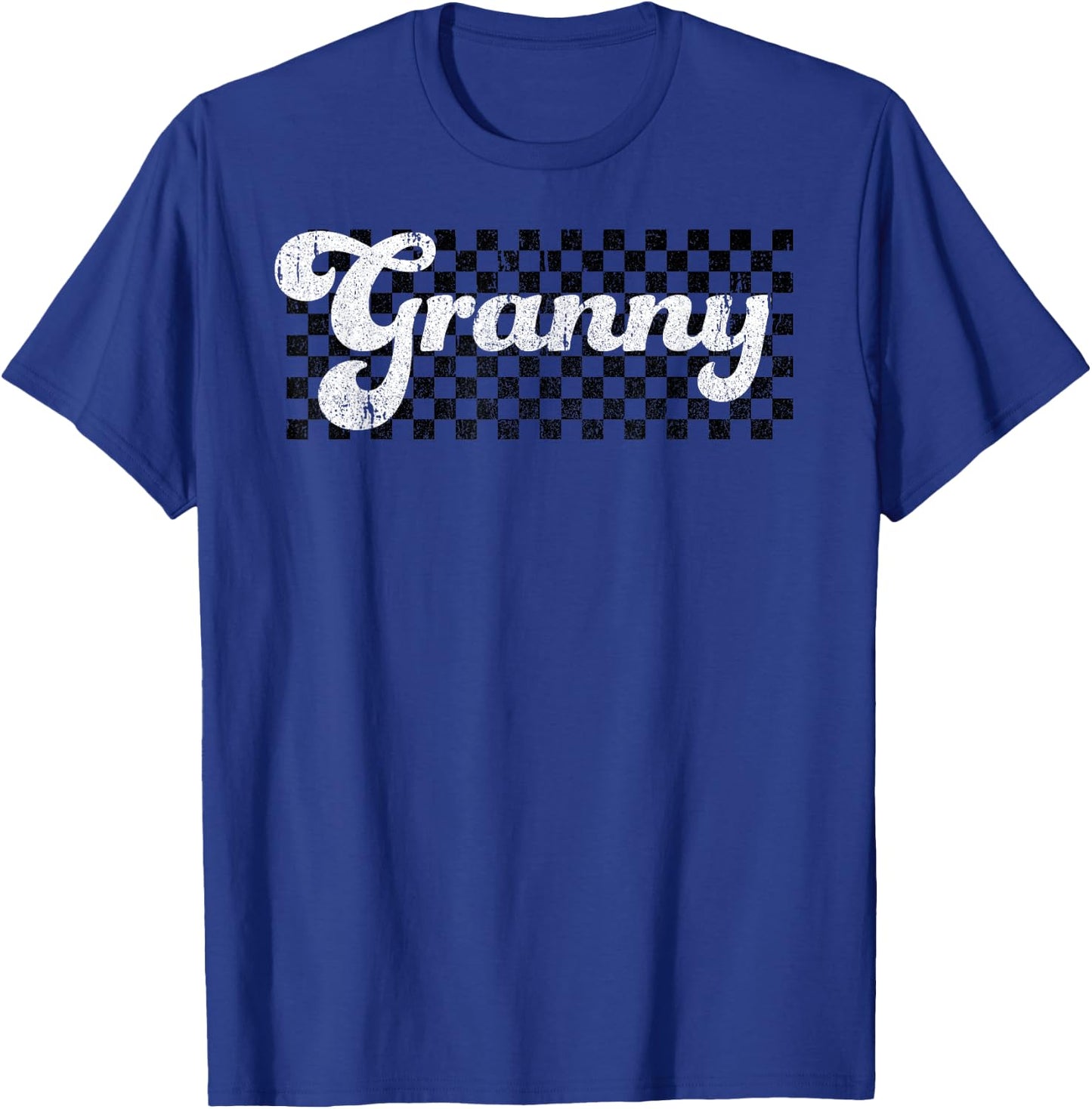 Granny Grandma Checkered Retro Women Vintage Groovy T-Shirt - T-Shirt | Royal