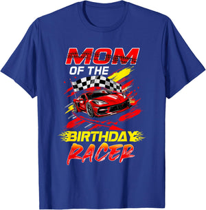 Mom Of The Birthday Racer Race Car Party Family Matching T-Shirt - T-Shirt | Royal