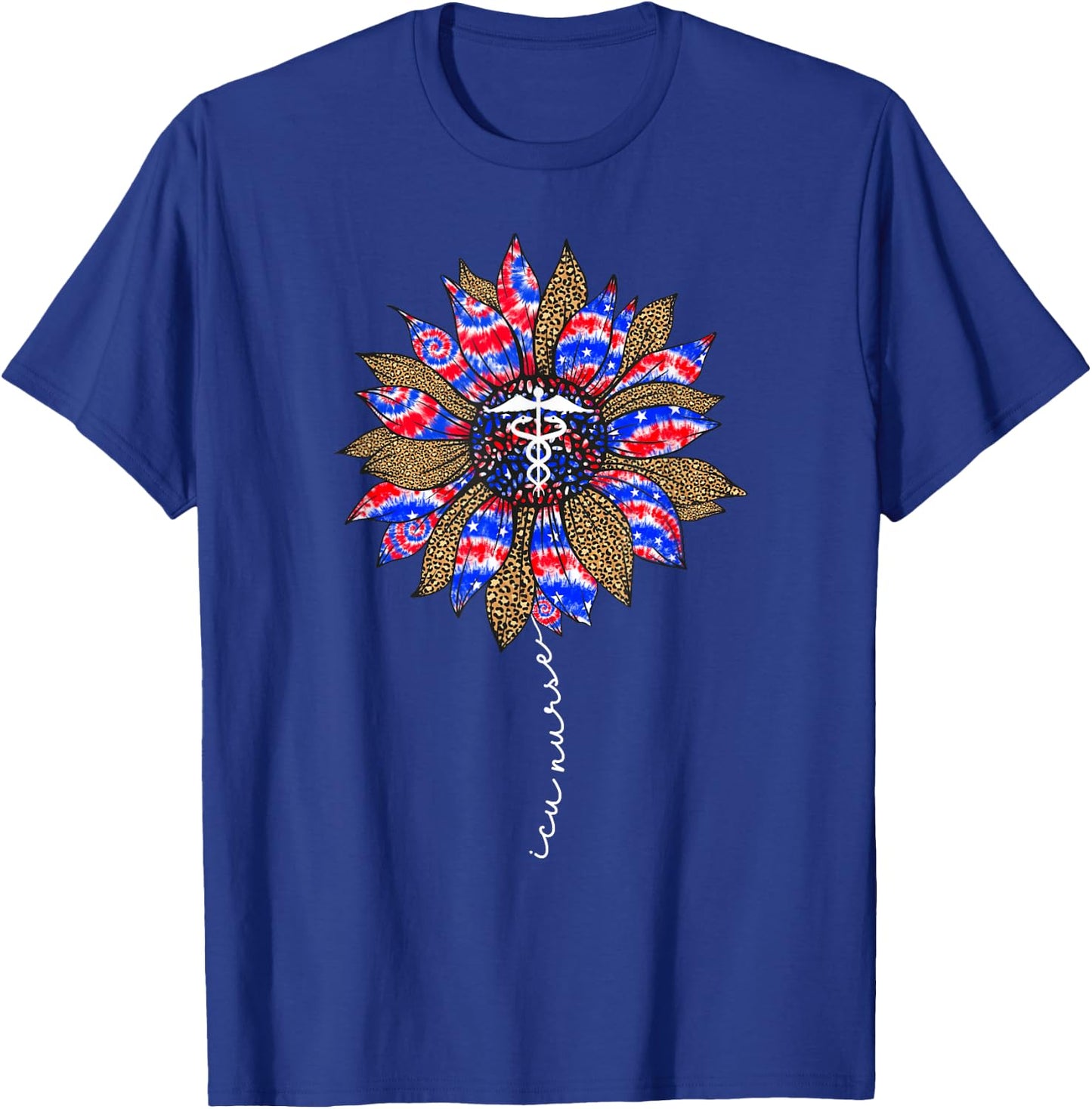 ICU Nurse Tie Dye 4th Of July Intensive Care Unit Nursing T-Shirt - T-Shirt | Royal