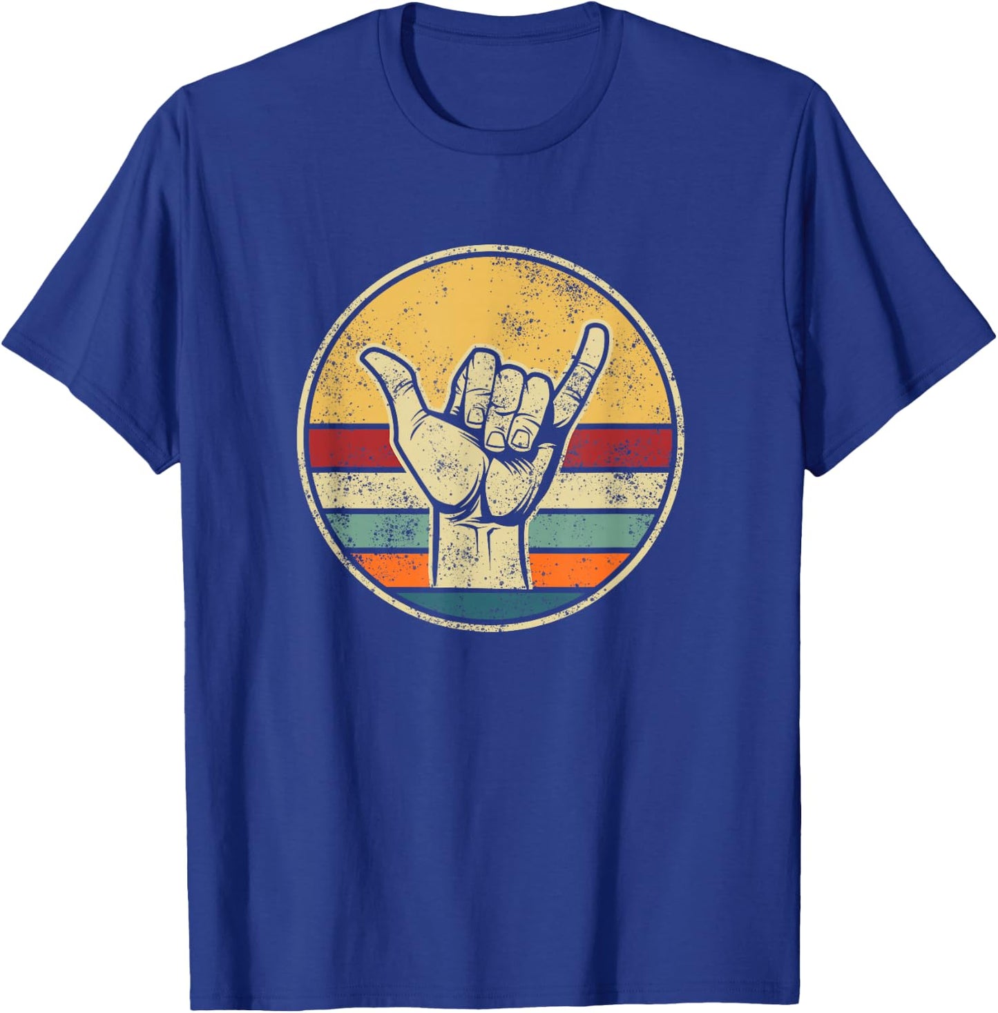 Shaka Surfing Beach Apparel Design Surfer Greeting Hand T-Shirt - T-Shirt | Royal